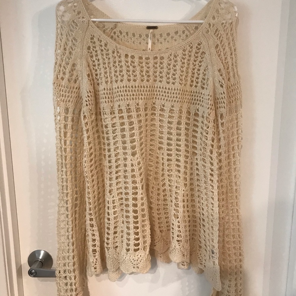 Free People Cream Knit Sweater